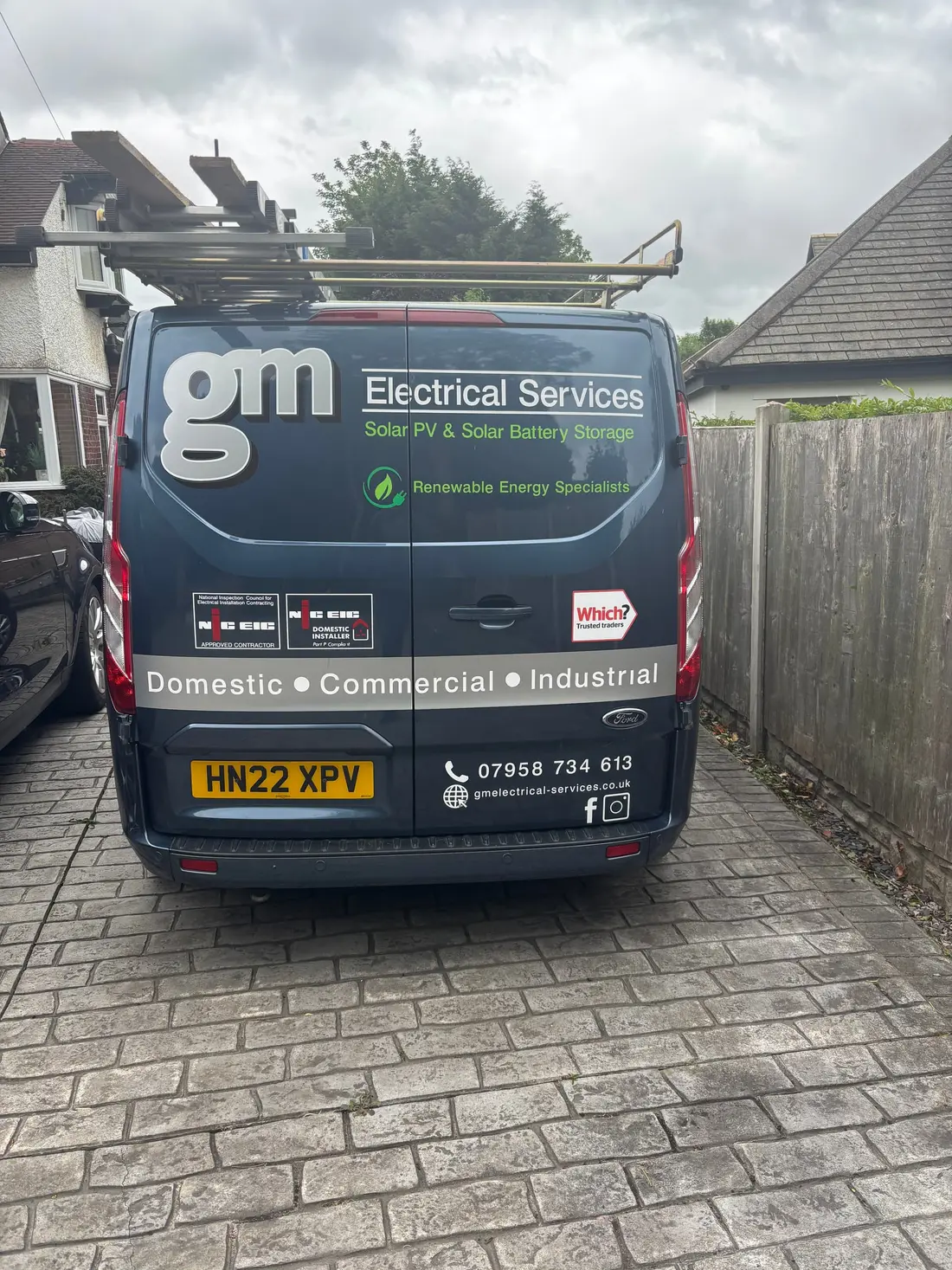 GM Electrical Services van — solar PV and battery storage specialists, Preston