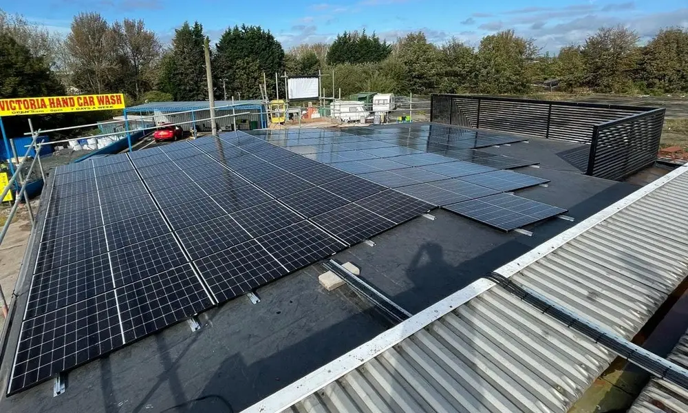 Commercial solar PV array on a flat roof